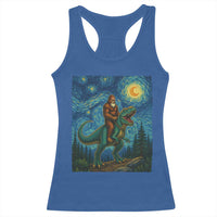 Bigfoot Dinosaur Racerback Tank Top Funny Prehistoric Starry Night Van Gogh - Wonder Print Shop
