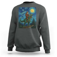 Bigfoot Dinosaur Sweatshirt Funny Prehistoric Starry Night Van Gogh - Wonder Print Shop