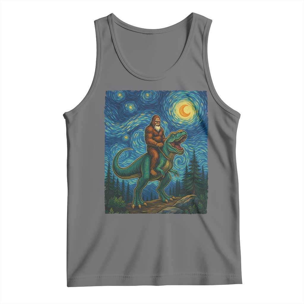 Bigfoot Dinosaur Tank Top Funny Prehistoric Starry Night Van Gogh - Wonder Print Shop