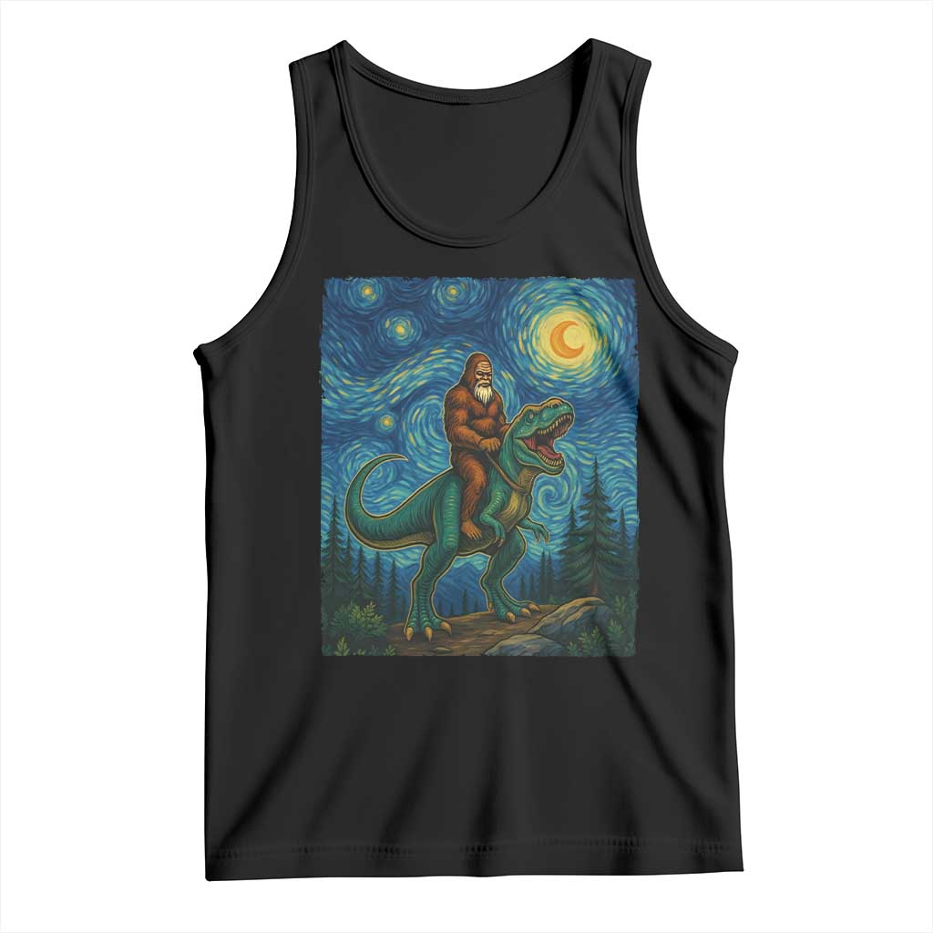 Bigfoot Dinosaur Tank Top Funny Prehistoric Starry Night Van Gogh - Wonder Print Shop