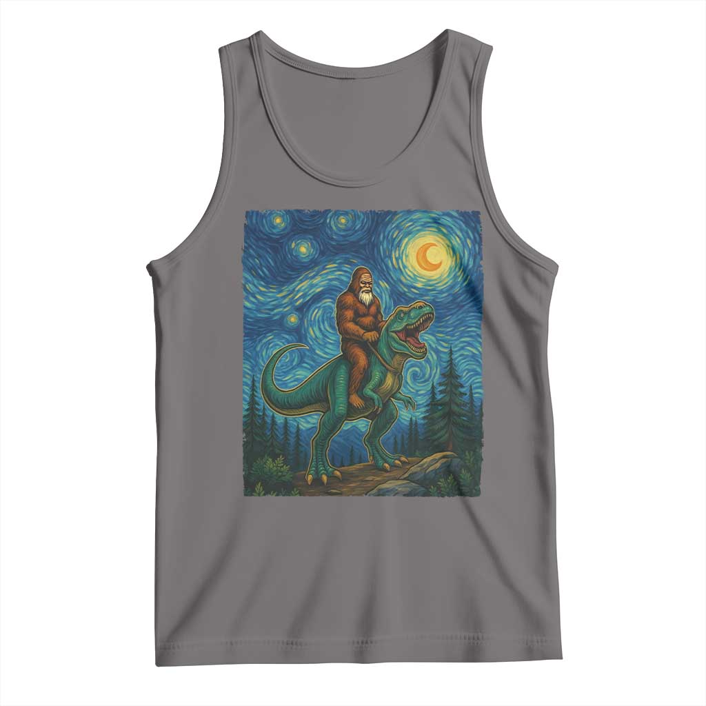 Bigfoot Dinosaur Tank Top Funny Prehistoric Starry Night Van Gogh - Wonder Print Shop