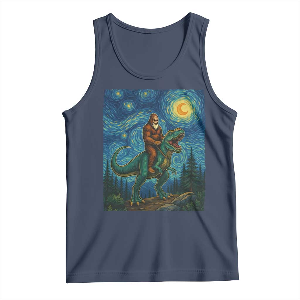 Bigfoot Dinosaur Tank Top Funny Prehistoric Starry Night Van Gogh - Wonder Print Shop