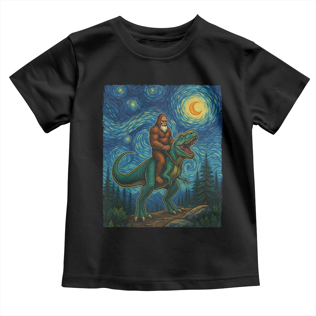 Bigfoot Dinosaur Toddler T Shirt Funny Prehistoric Starry Night Van Gogh - Wonder Print Shop