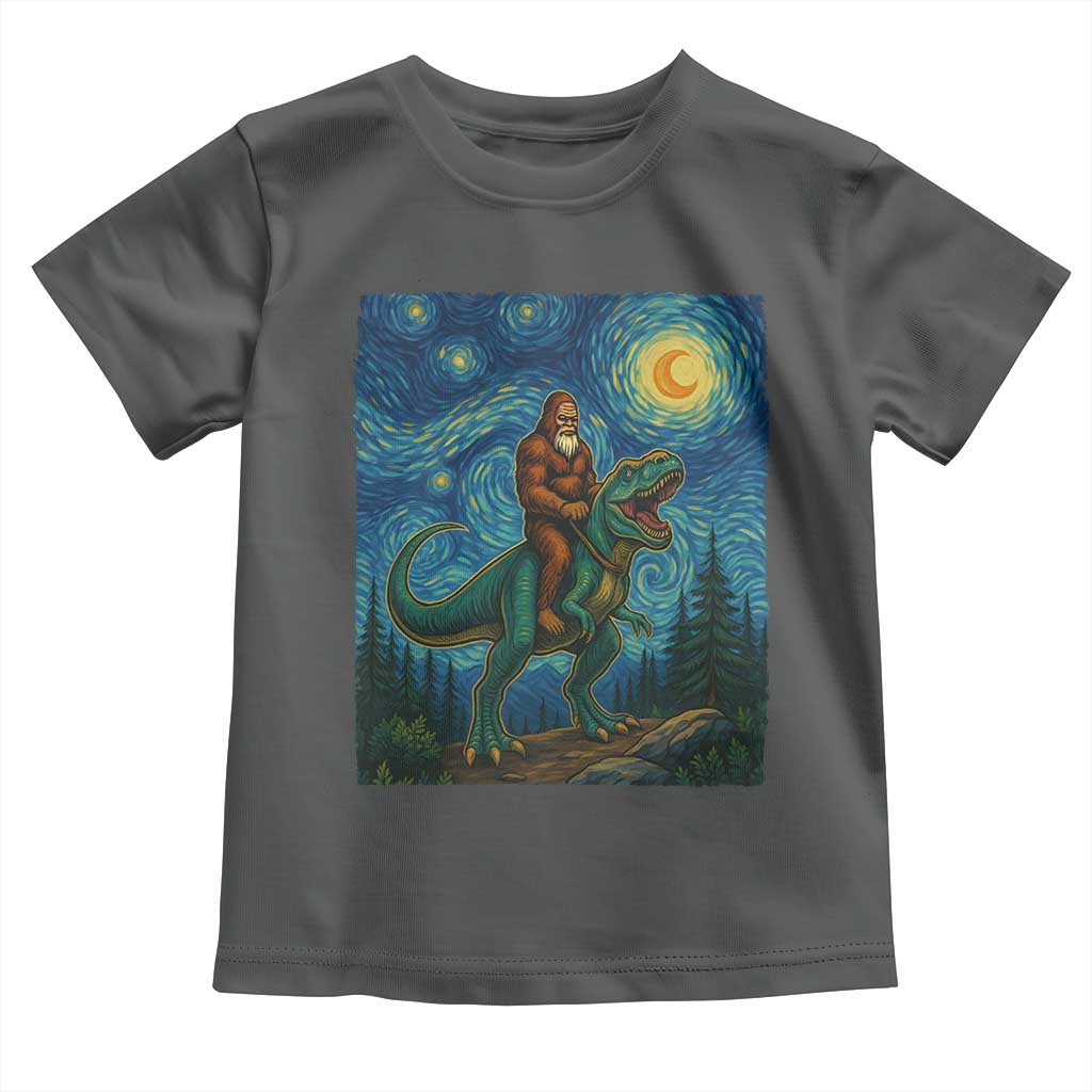 Bigfoot Dinosaur Toddler T Shirt Funny Prehistoric Starry Night Van Gogh - Wonder Print Shop