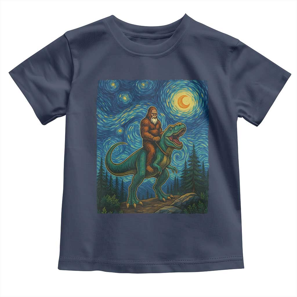 Bigfoot Dinosaur Toddler T Shirt Funny Prehistoric Starry Night Van Gogh - Wonder Print Shop