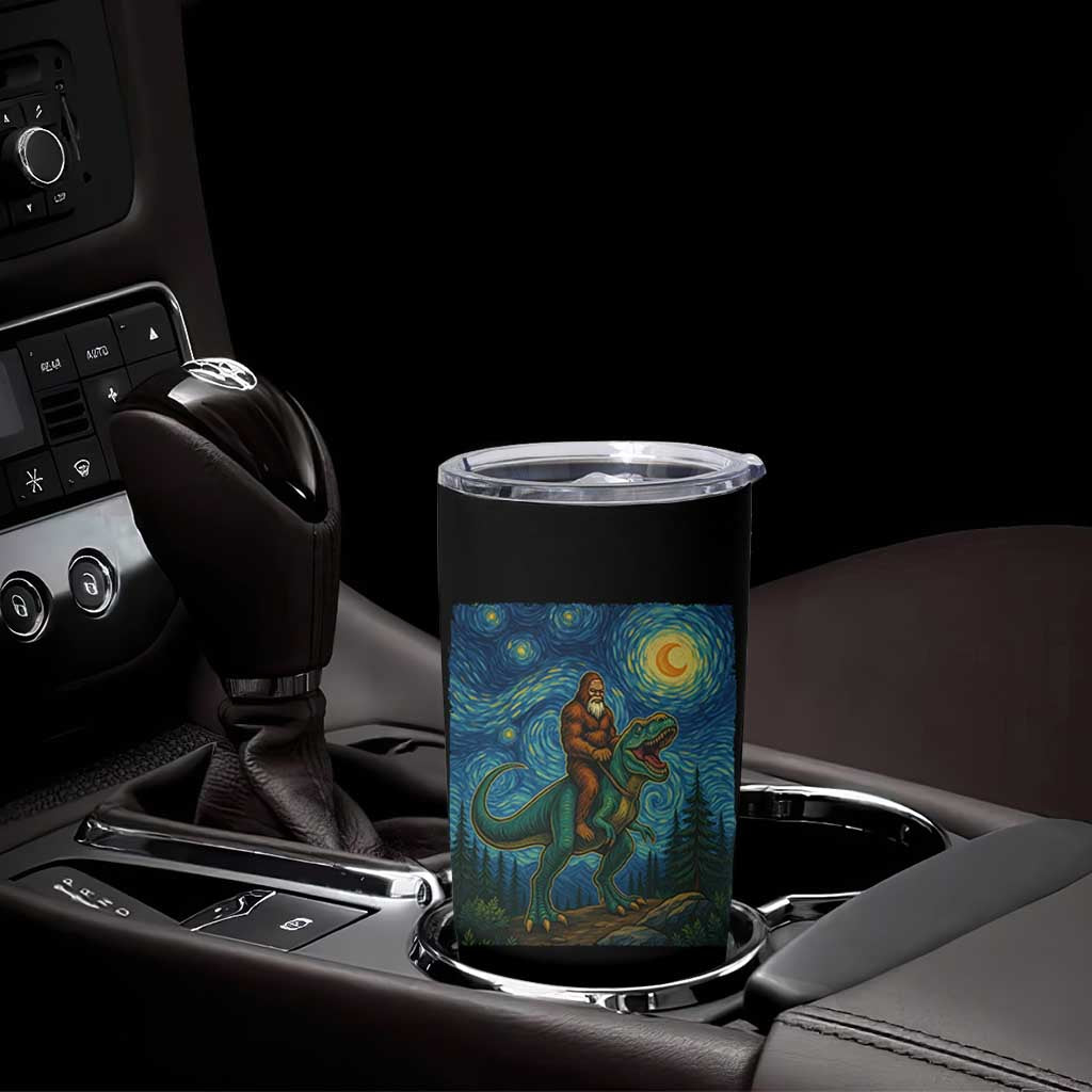 Bigfoot Dinosaur Tumbler Cup Funny Prehistoric Starry Night Van Gogh