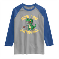 Now I Am Unstoppable Raglan Shirt Funny Dinosaur Lovers - Wonder Print Shop