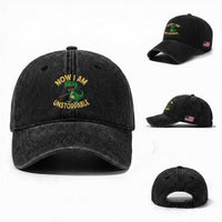Now I Am Unstoppable Washed Cotton Baseball Cap Funny Dinosaur Lovers