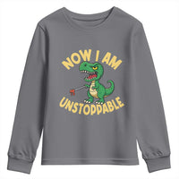 Now I Am Unstoppable Youth Sweatshirt Funny Dinosaur Lovers - Wonder Print Shop