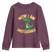 Now I Am Unstoppable Youth Sweatshirt Funny Dinosaur Lovers - Wonder Print Shop