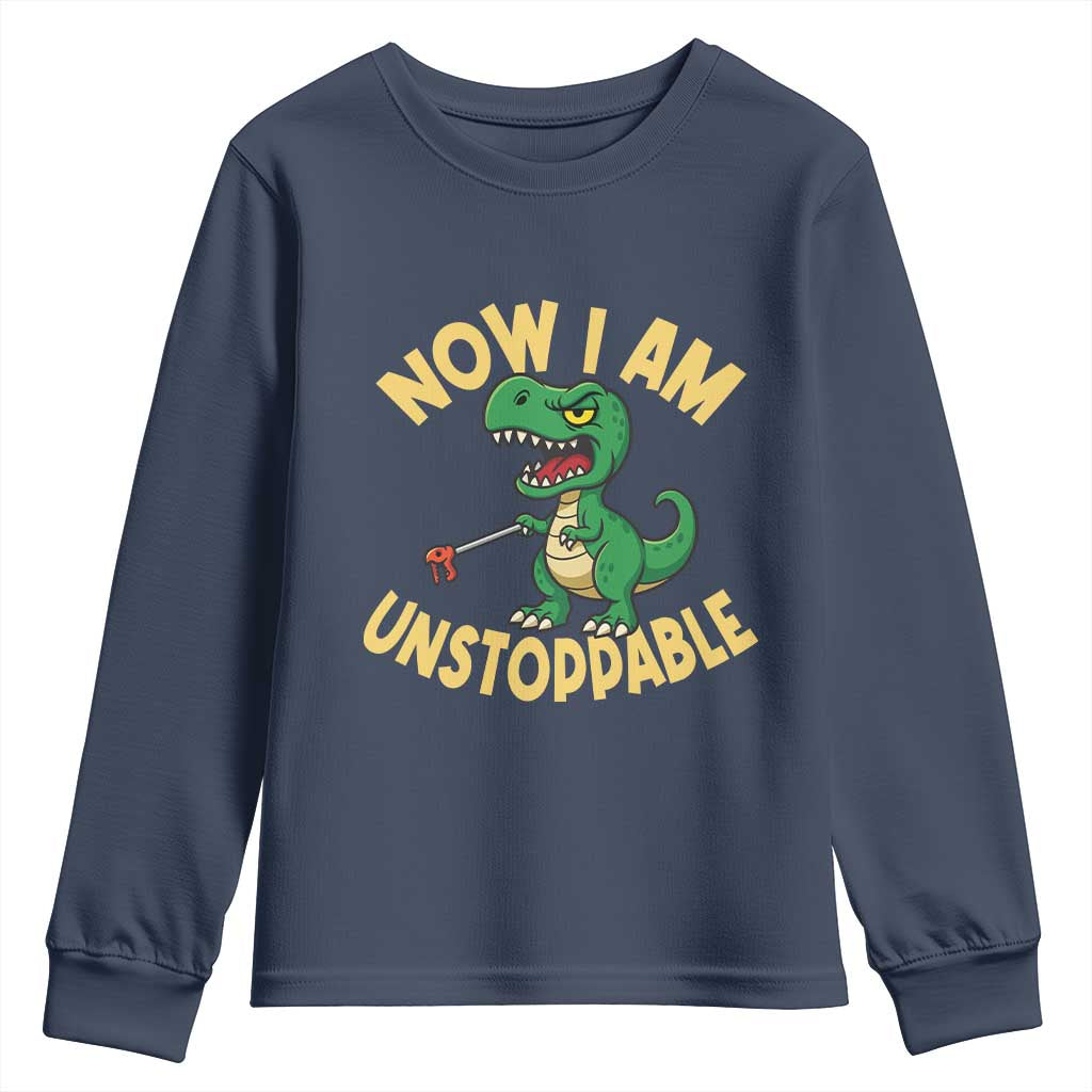 Now I Am Unstoppable Youth Sweatshirt Funny Dinosaur Lovers - Wonder Print Shop
