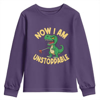 Now I Am Unstoppable Youth Sweatshirt Funny Dinosaur Lovers - Wonder Print Shop
