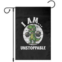 I Am Unstoppable Garden Flag Funny Weightlifting Dinosaur Gym - Wonder Print Shop