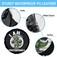 I Am Unstoppable Spare Tire Cover Funny Weightlifting Dinosaur Gym - Wonder Print Shop