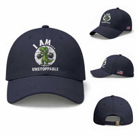 I Am Unstoppable Baseball Cap Funny Weightlifting Dinosaur Gym