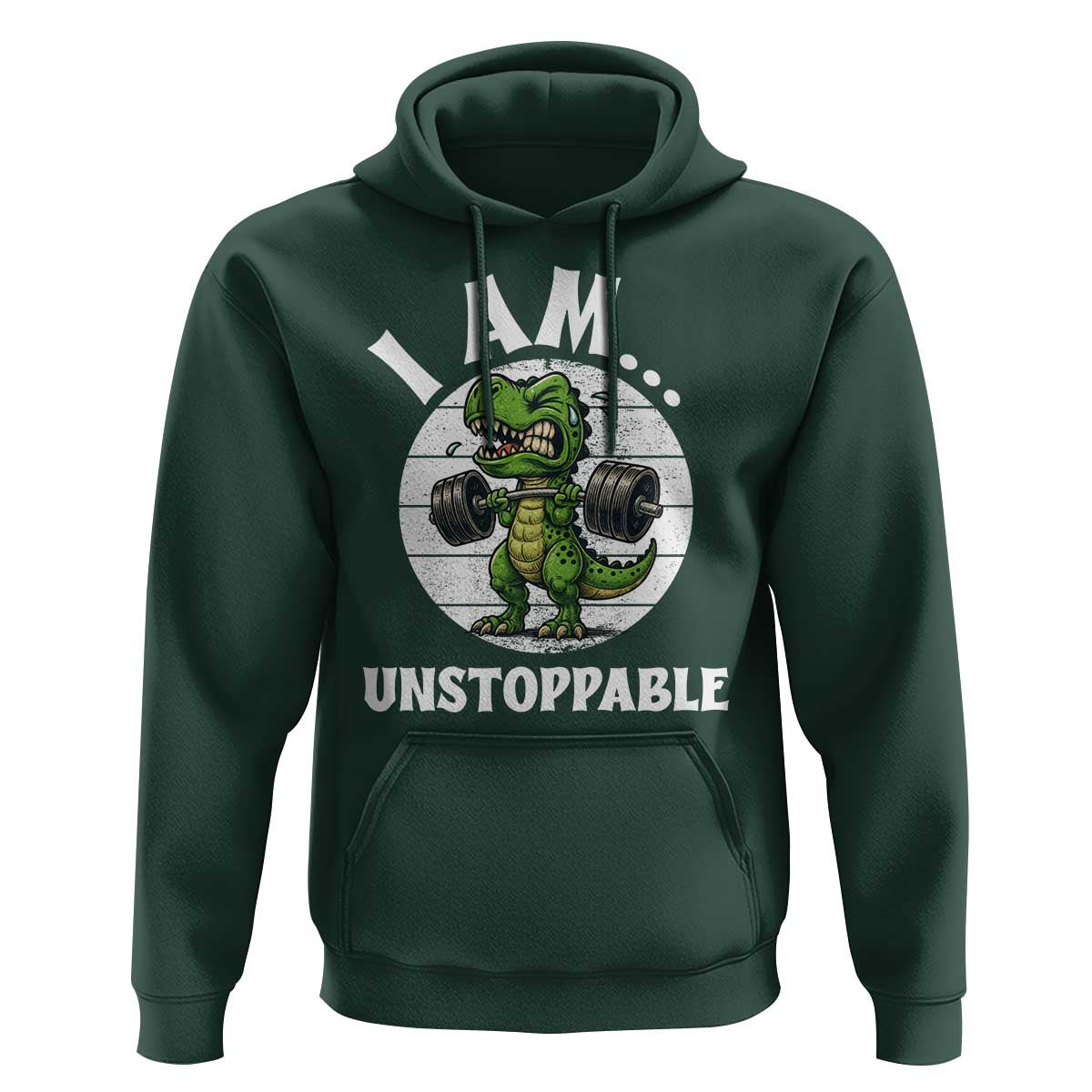 I Am Unstoppable Hoodie Funny Weightlifting Dinosaur Gym - Wonder Print Shop