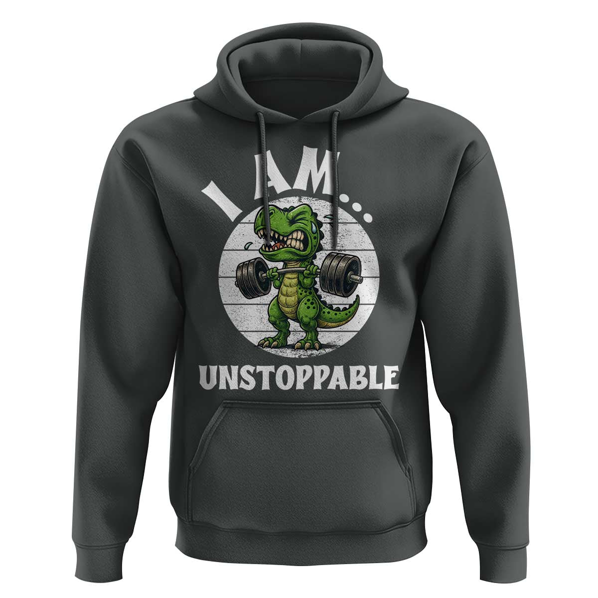 I Am Unstoppable Hoodie Funny Weightlifting Dinosaur Gym - Wonder Print Shop