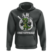 I Am Unstoppable Hoodie Funny Weightlifting Dinosaur Gym - Wonder Print Shop