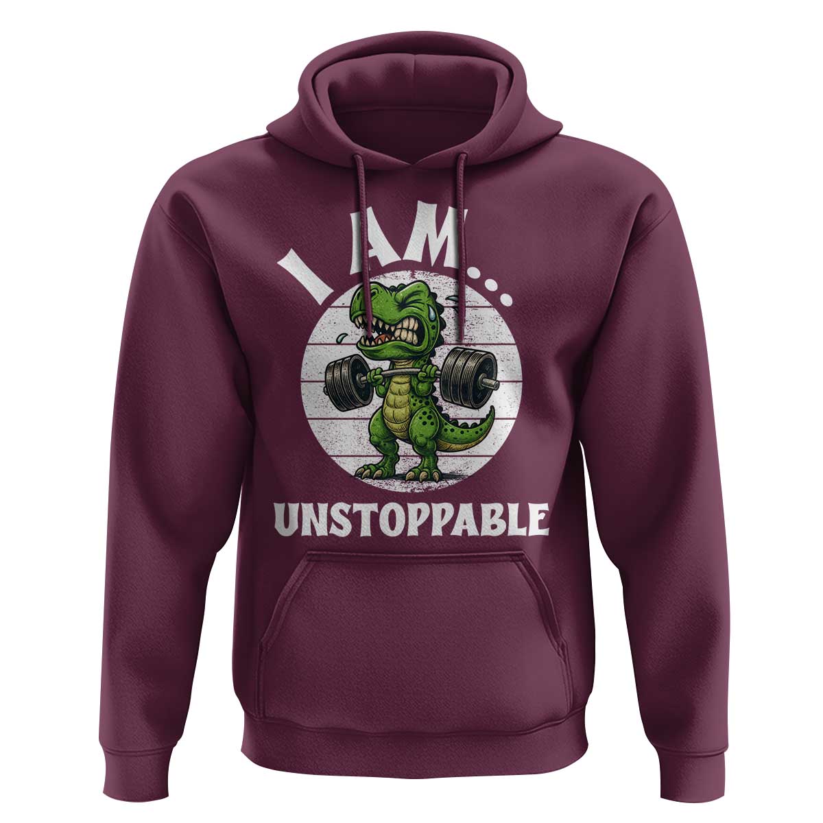 I Am Unstoppable Hoodie Funny Weightlifting Dinosaur Gym - Wonder Print Shop