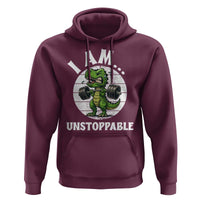 I Am Unstoppable Hoodie Funny Weightlifting Dinosaur Gym - Wonder Print Shop