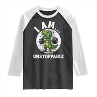 I Am Unstoppable Raglan Shirt Funny Weightlifting Dinosaur Gym - Wonder Print Shop