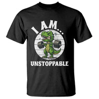 I Am Unstoppable T Shirt Funny Weightlifting Dinosaur Gym - Wonder Print Shop