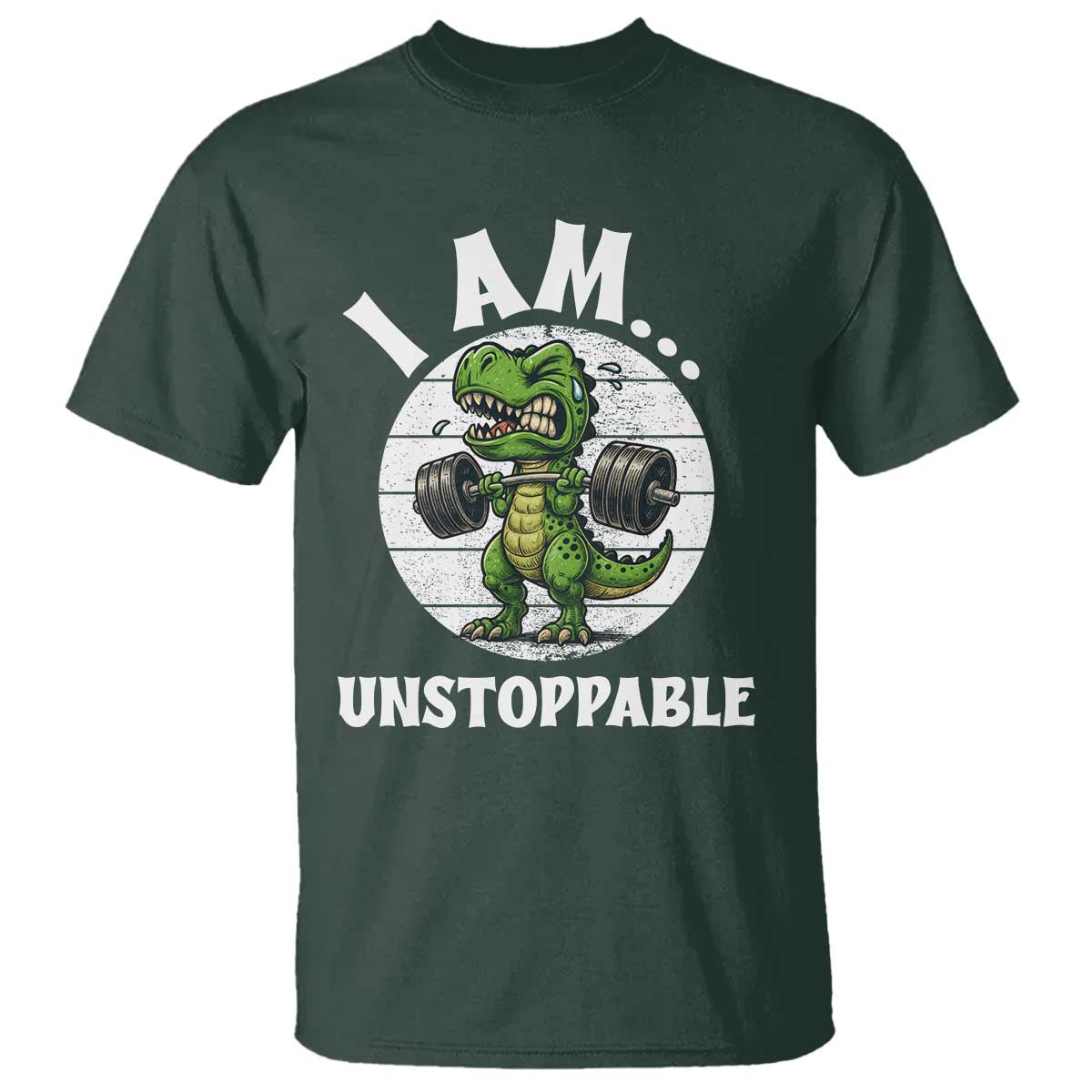I Am Unstoppable T Shirt Funny Weightlifting Dinosaur Gym - Wonder Print Shop