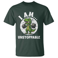 I Am Unstoppable T Shirt Funny Weightlifting Dinosaur Gym - Wonder Print Shop