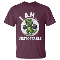 I Am Unstoppable T Shirt Funny Weightlifting Dinosaur Gym - Wonder Print Shop
