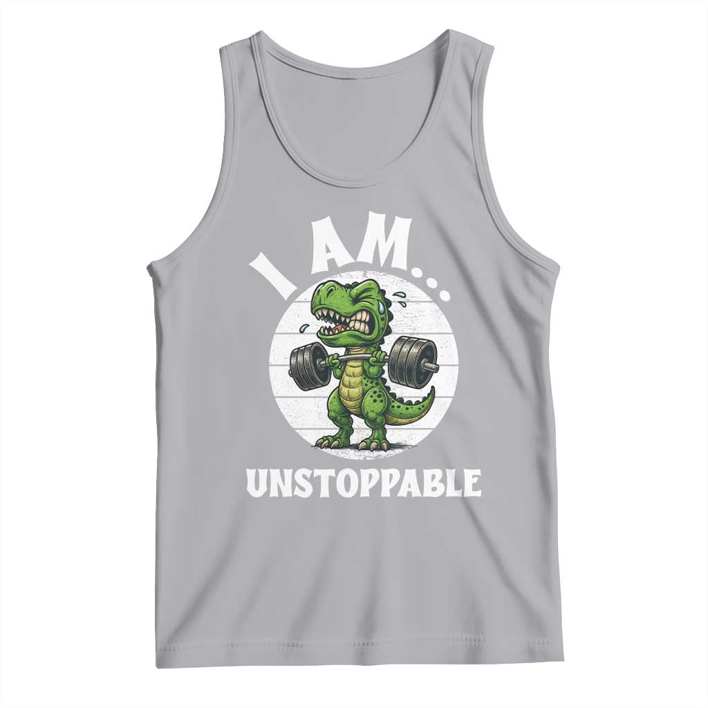 I Am Unstoppable Tank Top Funny Weightlifting Dinosaur Gym - Wonder Print Shop