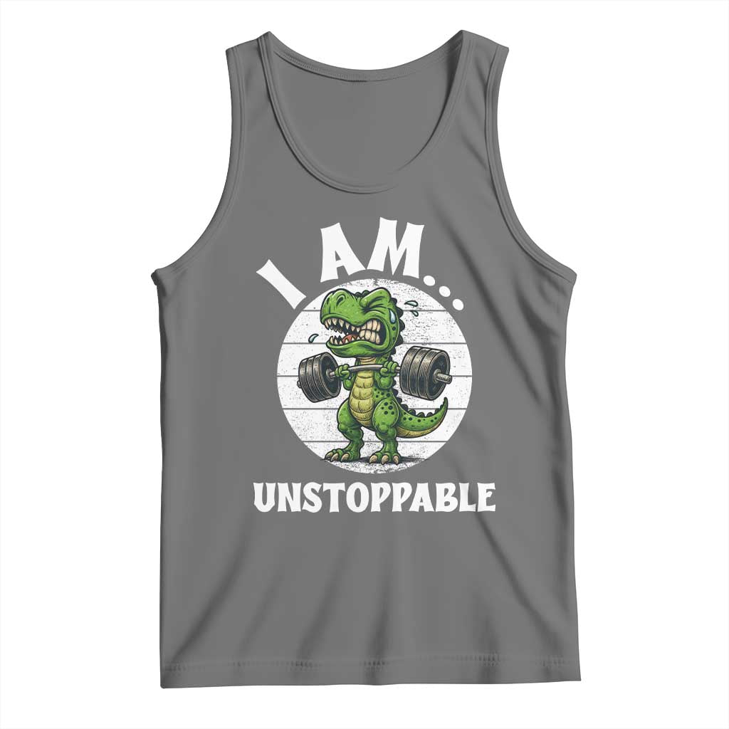 I Am Unstoppable Tank Top Funny Weightlifting Dinosaur Gym - Wonder Print Shop