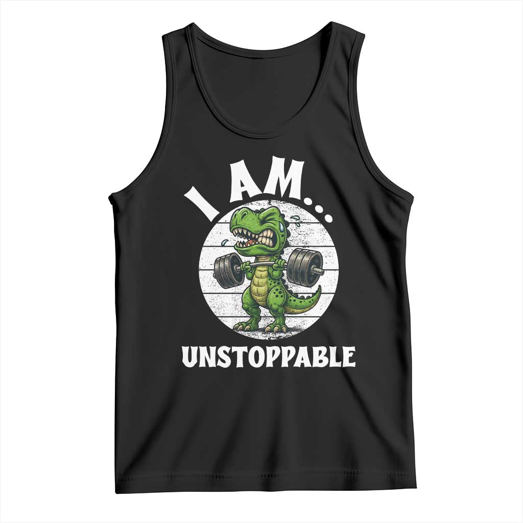 I Am Unstoppable Tank Top Funny Weightlifting Dinosaur Gym - Wonder Print Shop