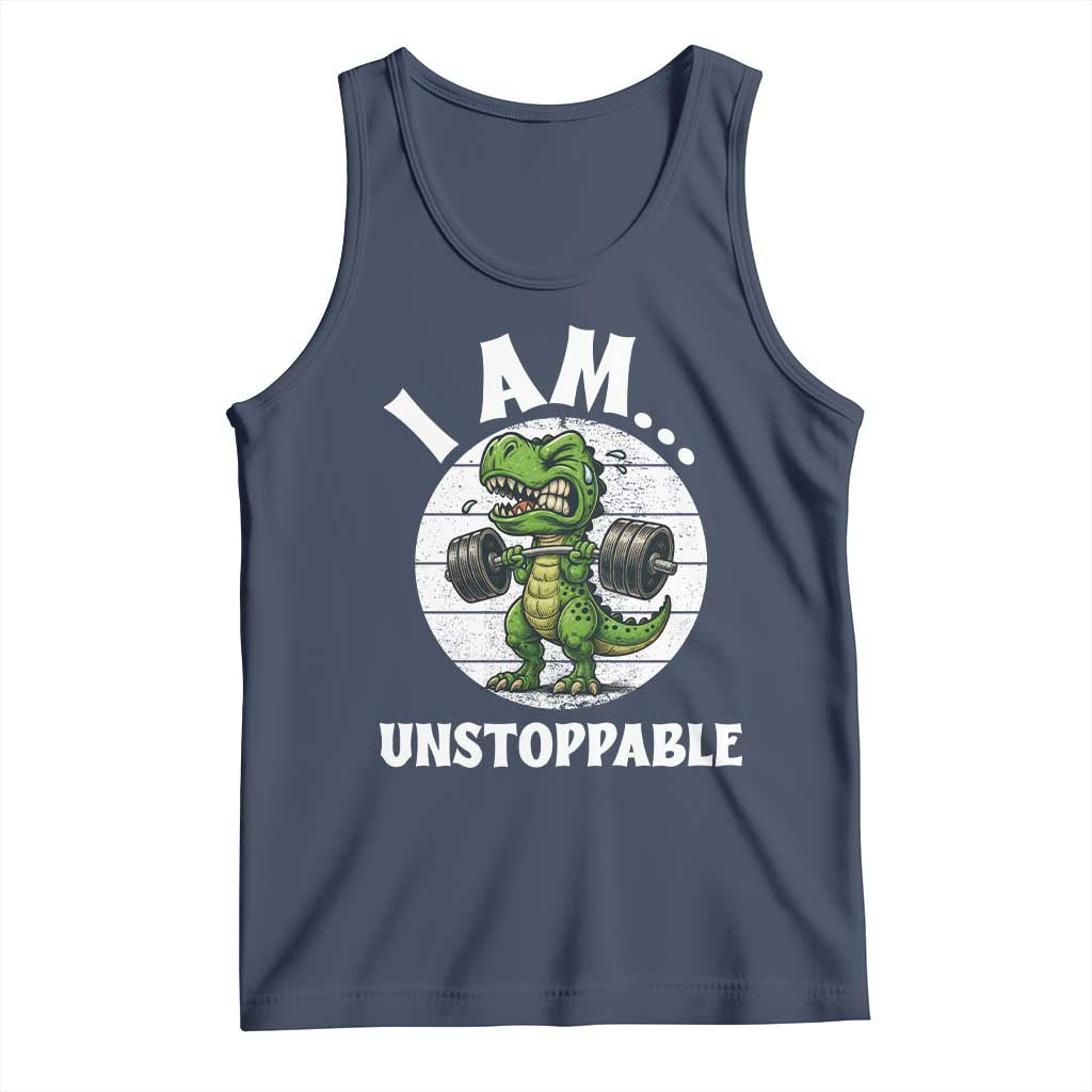 I Am Unstoppable Tank Top Funny Weightlifting Dinosaur Gym - Wonder Print Shop