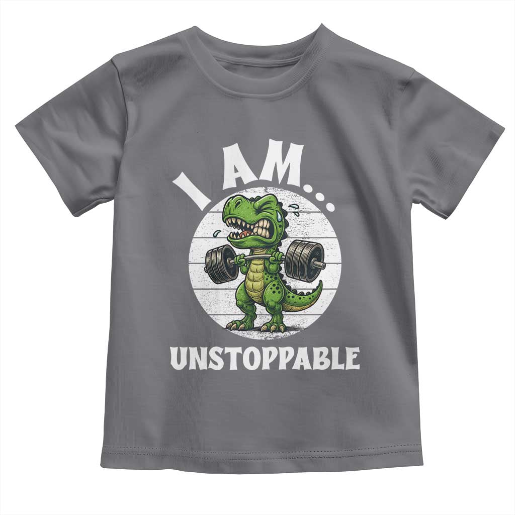 I Am Unstoppable Toddler T Shirt Funny Weightlifting Dinosaur Gym - Wonder Print Shop