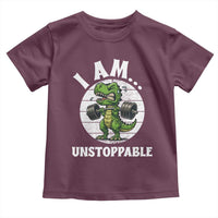 I Am Unstoppable Toddler T Shirt Funny Weightlifting Dinosaur Gym - Wonder Print Shop