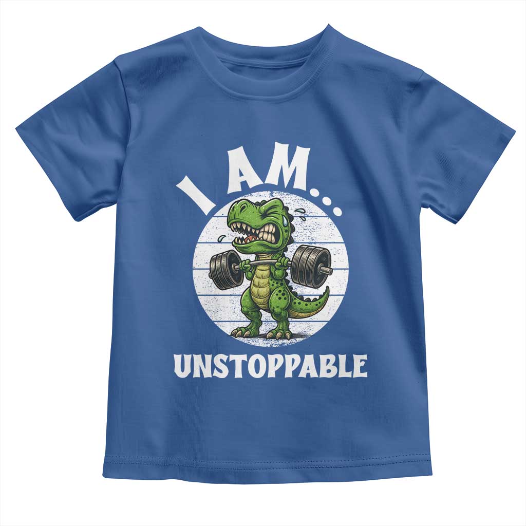 I Am Unstoppable Toddler T Shirt Funny Weightlifting Dinosaur Gym - Wonder Print Shop