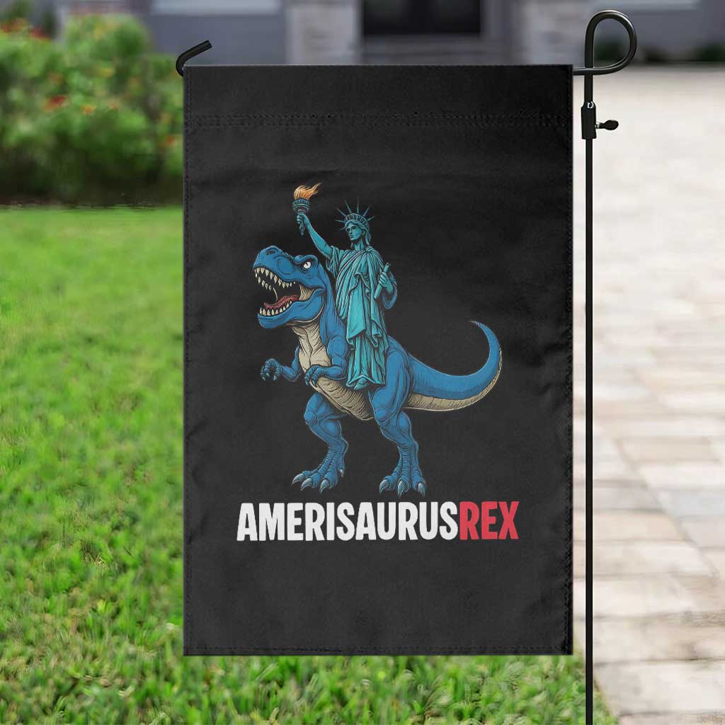 Patriotic Dinosaur Garden Flag Funny Amerisaurus Rex Statue Of Liberty Dino - Wonder Print Shop