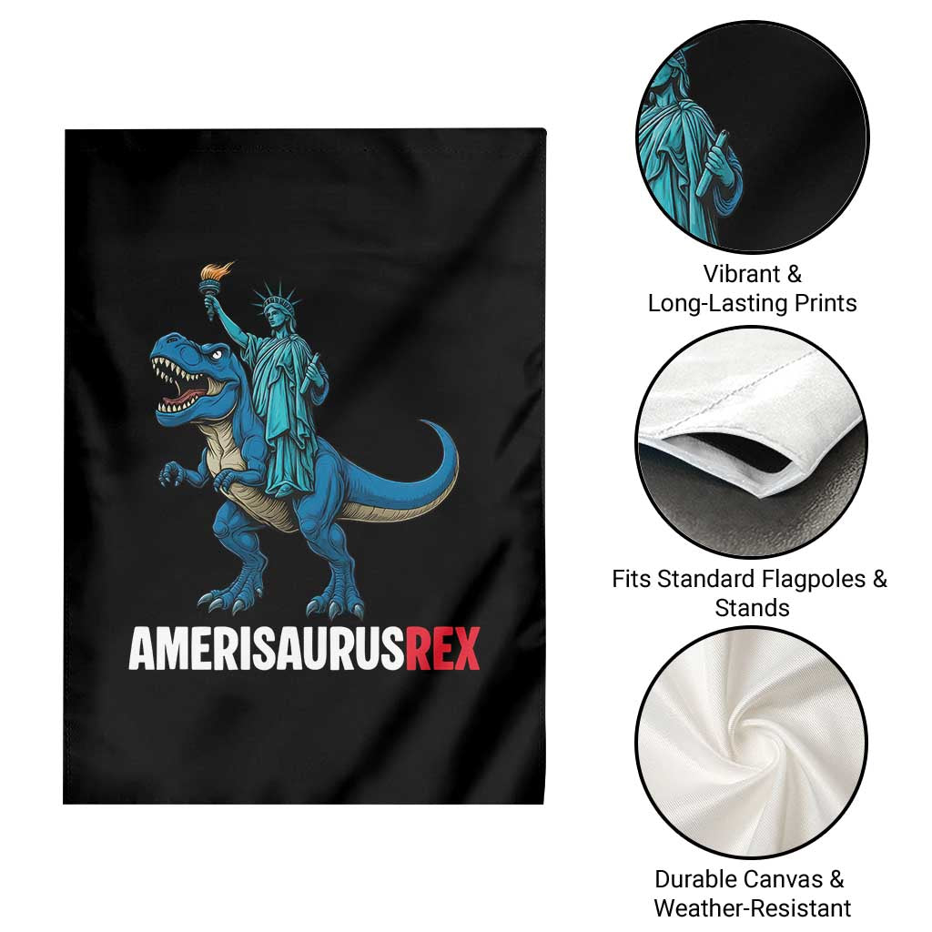 Patriotic Dinosaur Garden Flag Funny Amerisaurus Rex Statue Of Liberty Dino - Wonder Print Shop
