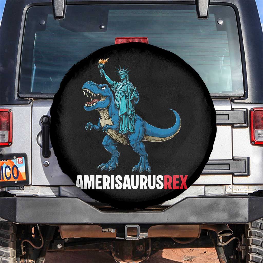 Patriotic Dinosaur Spare Tire Cover Funny Amerisaurus Rex Statue Of Liberty Dino - Wonder Print Shop