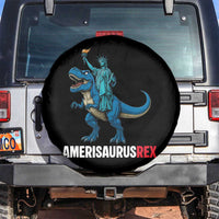 Patriotic Dinosaur Spare Tire Cover Funny Amerisaurus Rex Statue Of Liberty Dino - Wonder Print Shop