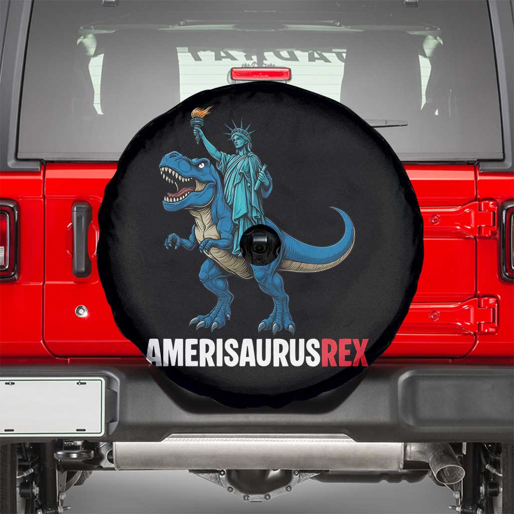 Patriotic Dinosaur Spare Tire Cover Funny Amerisaurus Rex Statue Of Liberty Dino - Wonder Print Shop