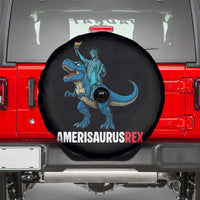Patriotic Dinosaur Spare Tire Cover Funny Amerisaurus Rex Statue Of Liberty Dino - Wonder Print Shop