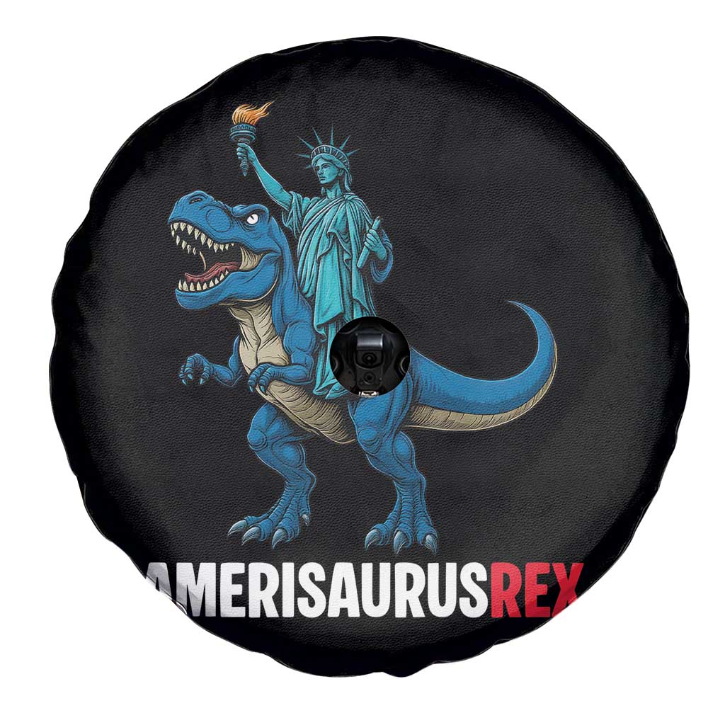 Patriotic Dinosaur Spare Tire Cover Funny Amerisaurus Rex Statue Of Liberty Dino - Wonder Print Shop