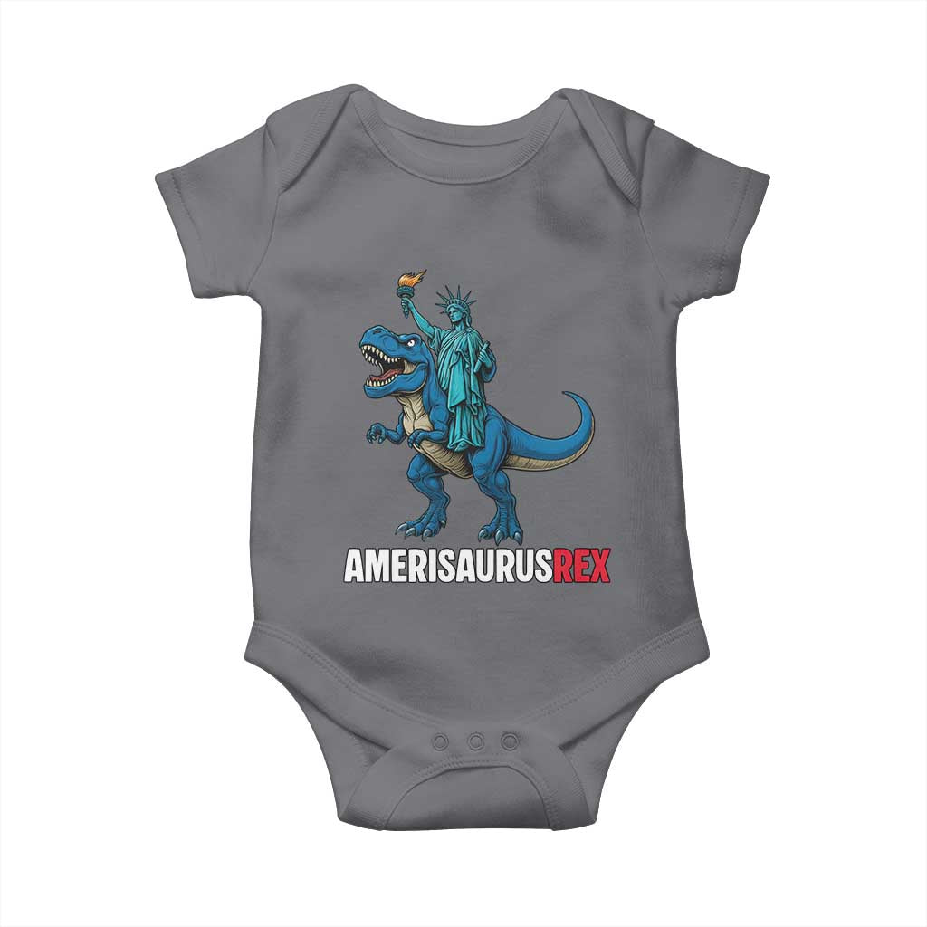 Patriotic Dinosaur Baby Onesie Funny Amerisaurus Rex Statue Of Liberty Dino - Wonder Print Shop