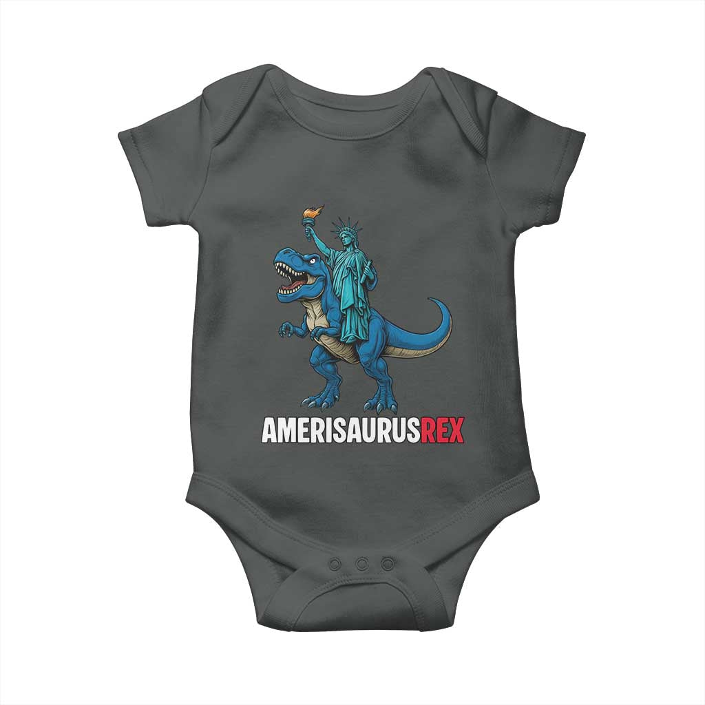 Patriotic Dinosaur Baby Onesie Funny Amerisaurus Rex Statue Of Liberty Dino - Wonder Print Shop
