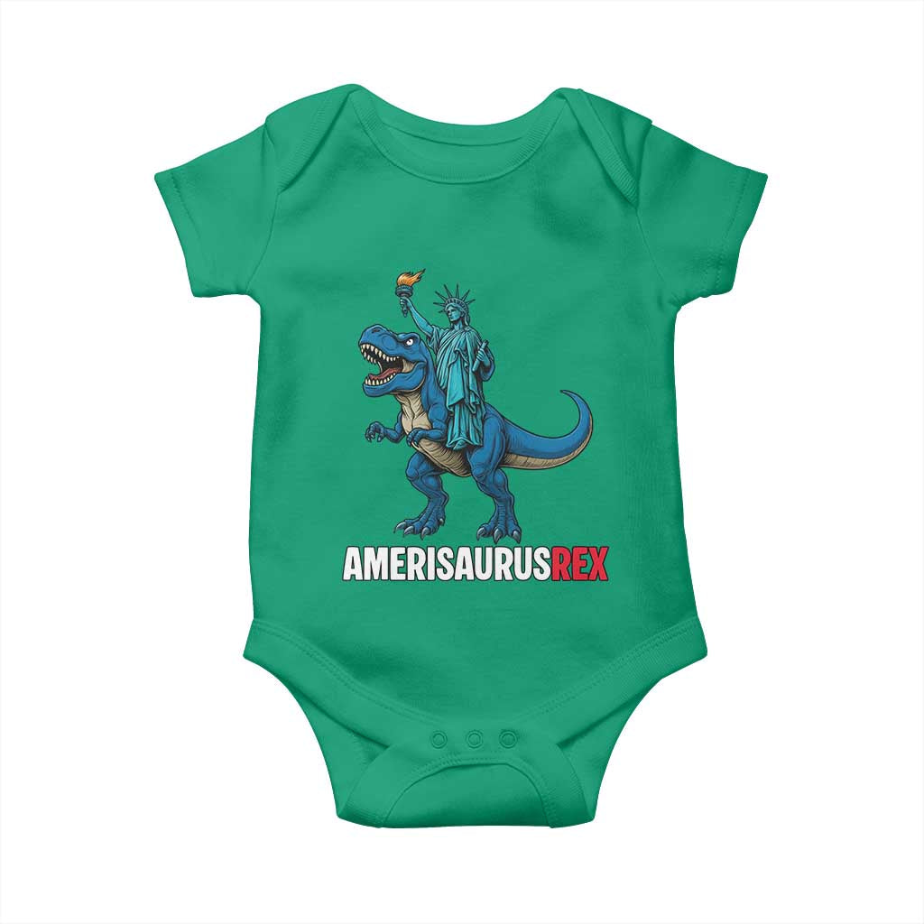 Patriotic Dinosaur Baby Onesie Funny Amerisaurus Rex Statue Of Liberty Dino - Wonder Print Shop