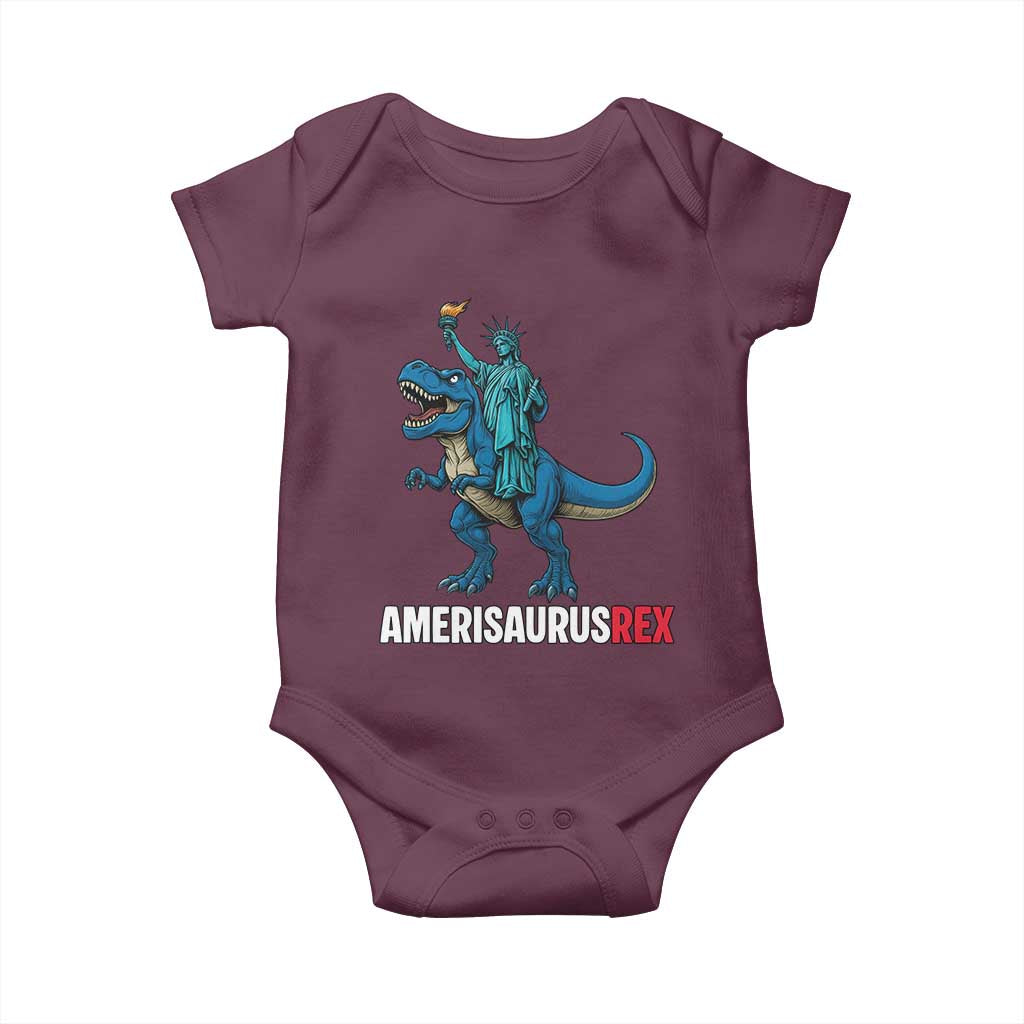 Patriotic Dinosaur Baby Onesie Funny Amerisaurus Rex Statue Of Liberty Dino - Wonder Print Shop