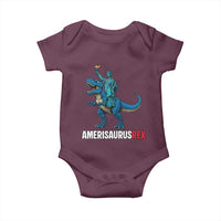Patriotic Dinosaur Baby Onesie Funny Amerisaurus Rex Statue Of Liberty Dino - Wonder Print Shop