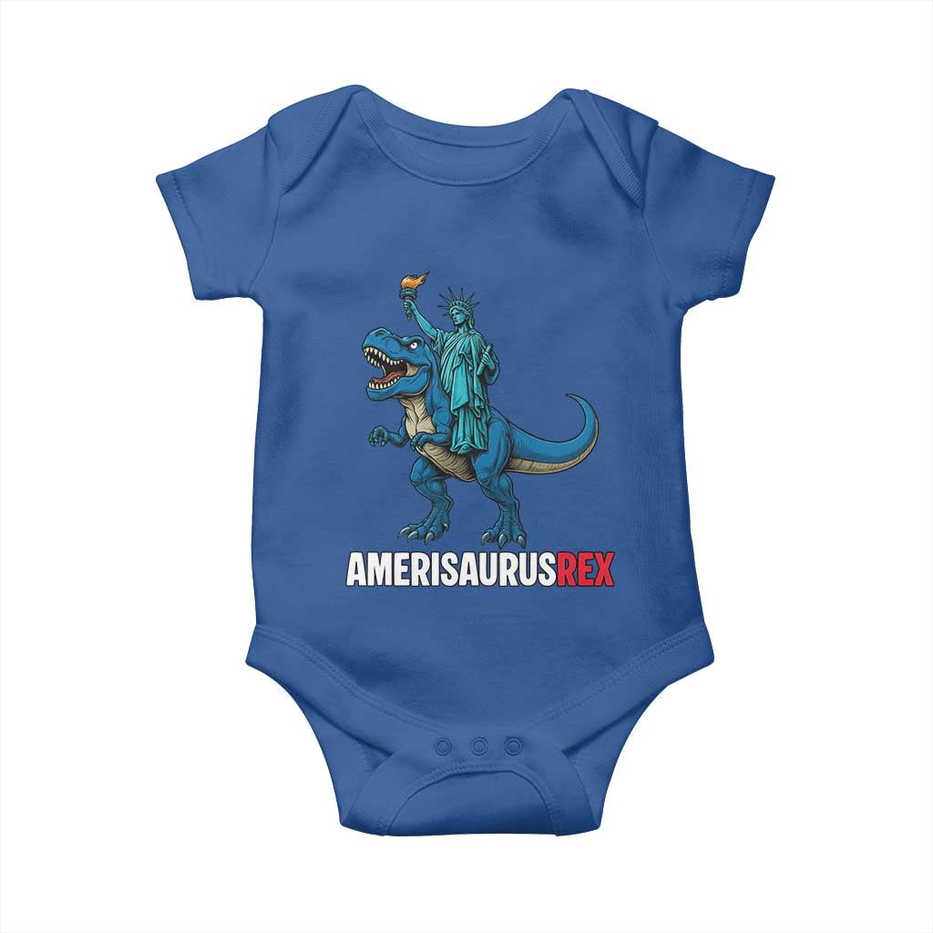 Patriotic Dinosaur Baby Onesie Funny Amerisaurus Rex Statue Of Liberty Dino - Wonder Print Shop