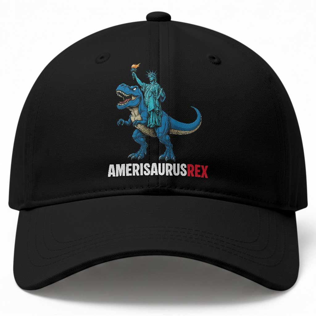 Patriotic Dinosaur Baseball Cap Funny Amerisaurus Rex Statue Of Liberty Dino